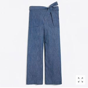 J Crew Wide Leg Chambray Crop Pants